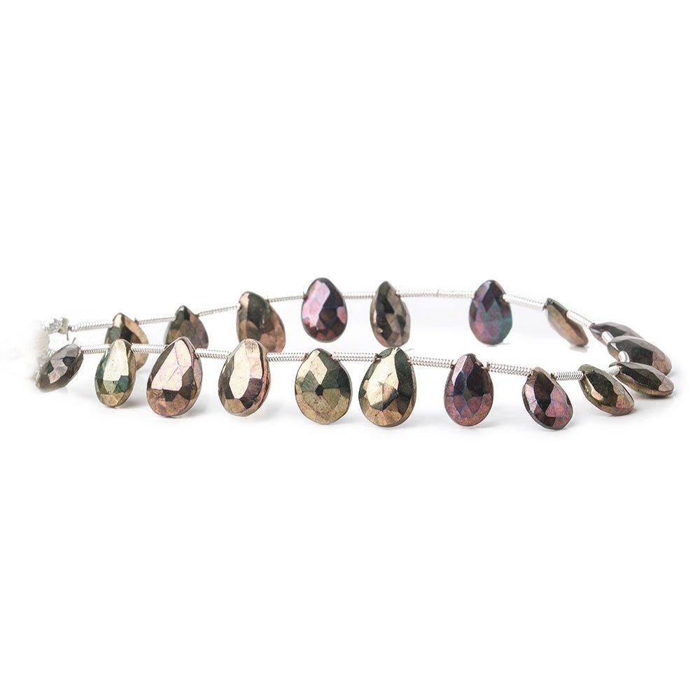 8x7-10x7mm Mystic Purple Peacock Black Spinel faceted pear beads 8 inch 20 pieces - The Bead Traders