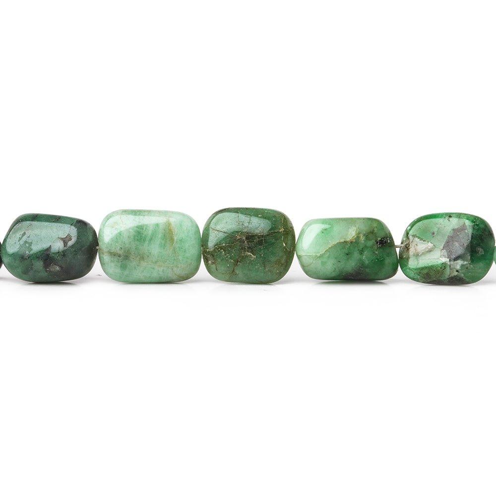 8x7-12x7mm Emerald plain nugget beads 8.5 inch 19 pieces - The Bead Traders