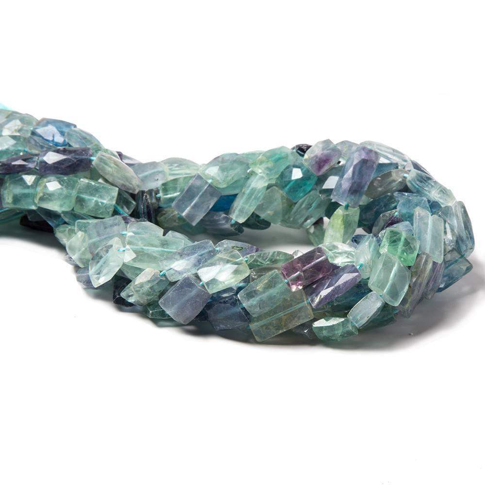 8x7-12x7mm Multi Color Fluorite faceted Rectangle Beads 16 inch 30 pieces - The Bead Traders