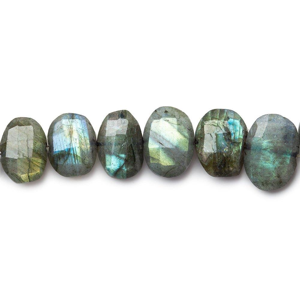8x7-14x9mm Labradorite side drilled faceted oval cushions 5.5 inch 17 beads - The Bead Traders