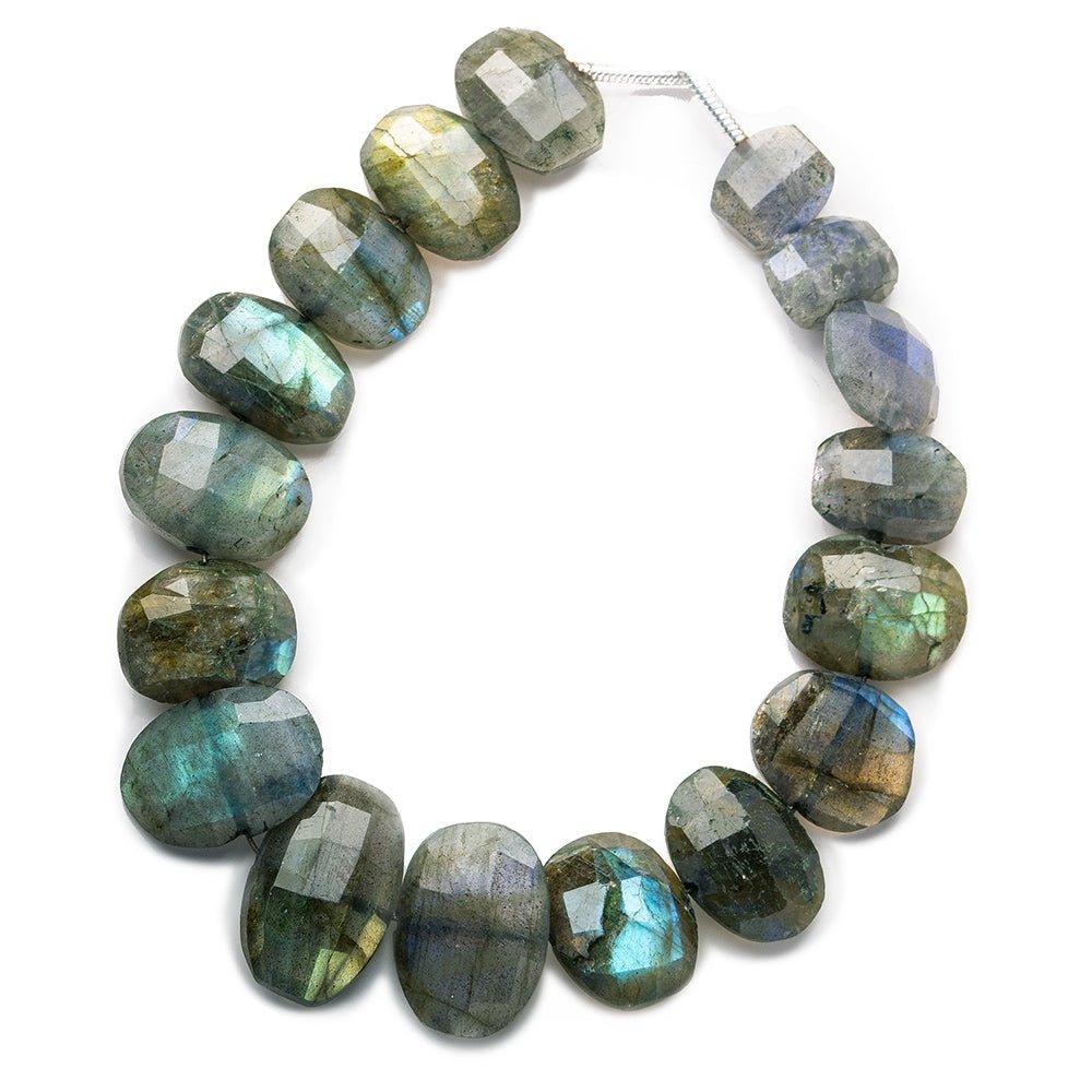 8x7-14x9mm Labradorite side drilled faceted oval cushions 5.5 inch 17 beads - The Bead Traders