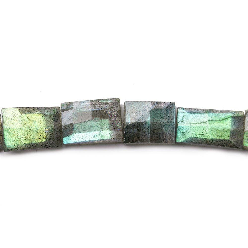 8x7-17x7mm Labradorite straight drilled barrel faceted rectangles 8 inch 16 beads - The Bead Traders