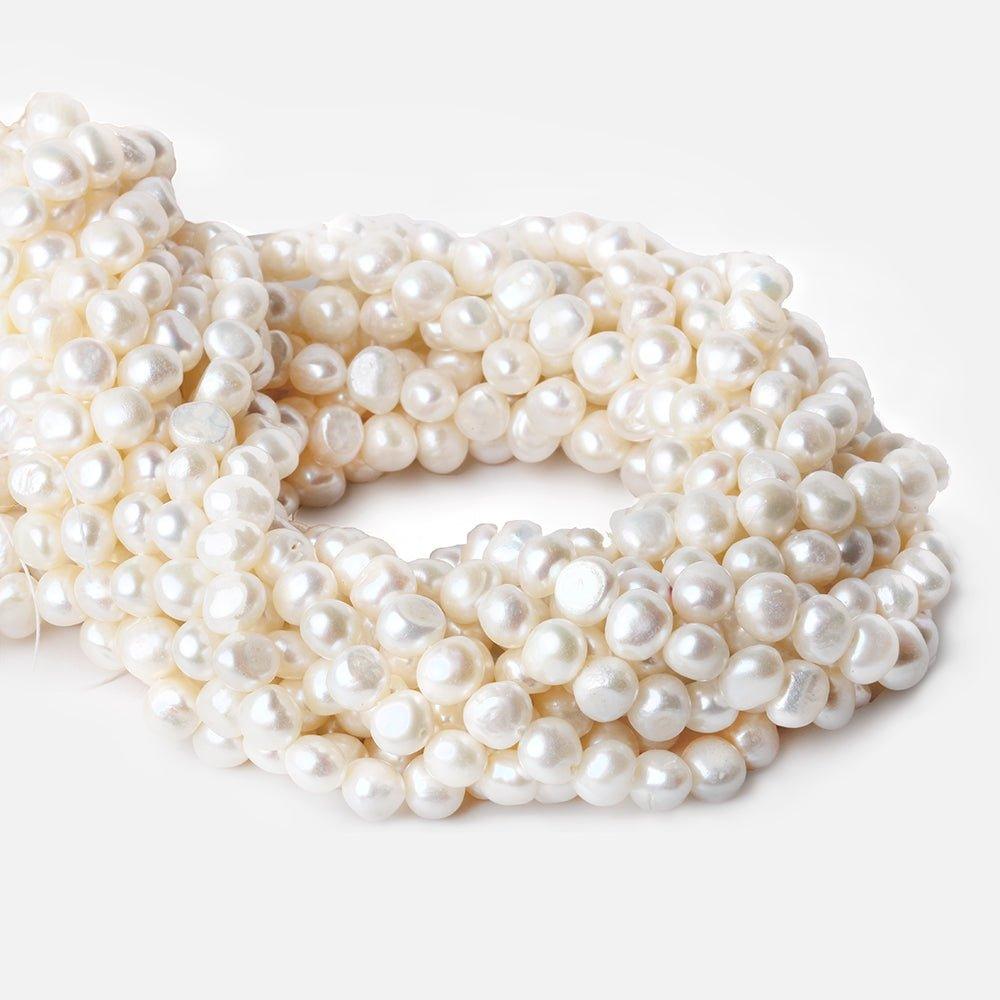 8x7-9x7mm Off White Side Drilled Baroque Freshwater Pearls 15.5 inch 55 pieces - The Bead Traders