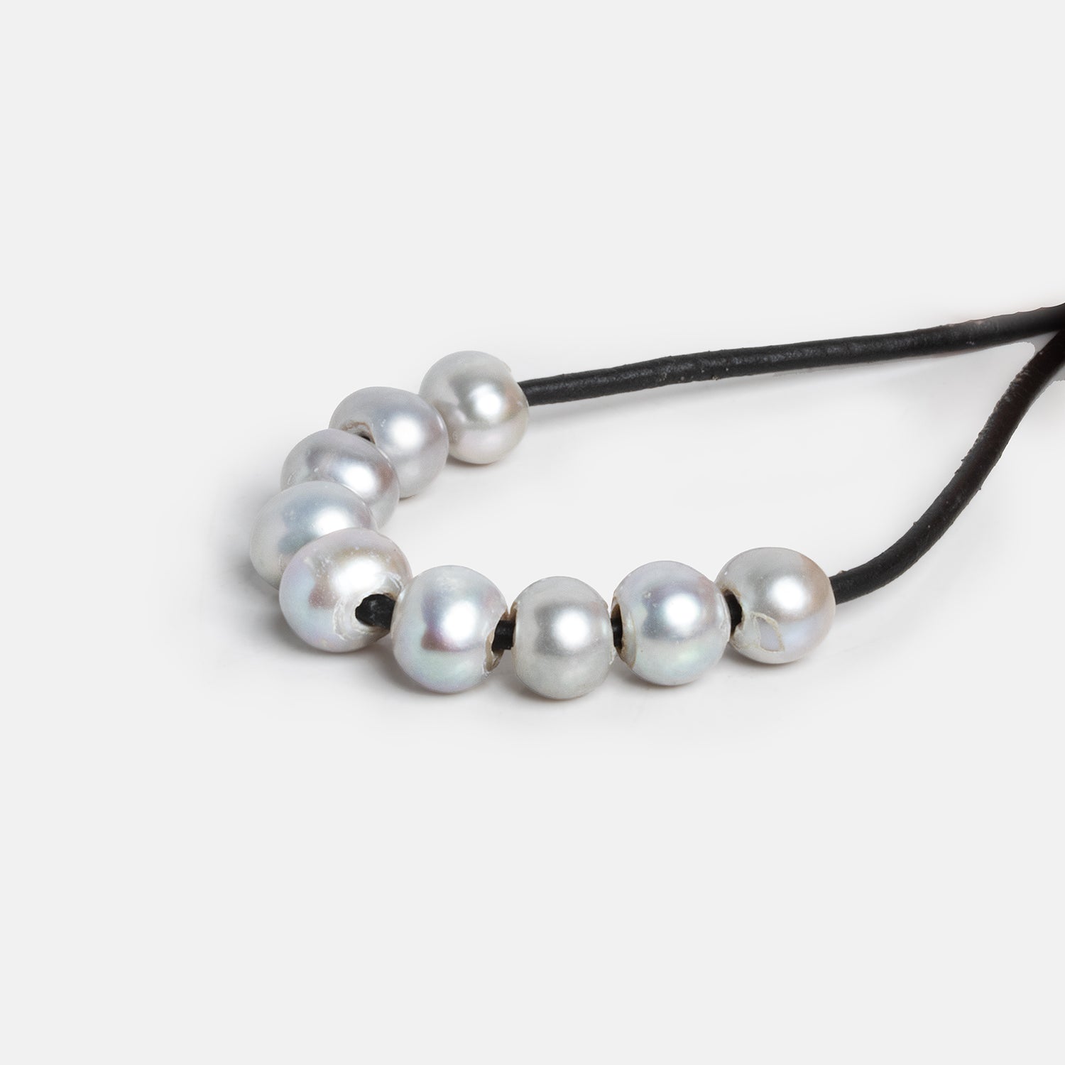 8x7-9x8mm Tri-Silver Off Round Large Hole Freshwater Pearl 15 inch 55 Beads - The Bead Traders