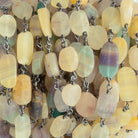 8x7mm-14x8mm Matte Fluorite Plain Nugget Black Gold Chain by the Foot 19 pieces - The Bead Traders