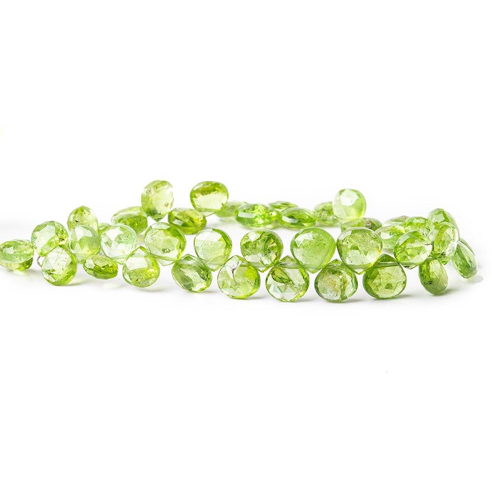 8x7mm-9x8mm Peridot Faceted Heart Beads 8 inch 45 pieces - The Bead Traders