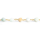 8x7mm Amazonite Star Cut Faceted Round Gold Chain by the Foot 20 Pieces - The Bead Traders