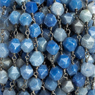 8x7mm Angelite Star Cut Faceted Round Black Gold Chain by the Foot 21 pieces - The Bead Traders