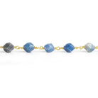 8x7mm Angelite Star Cut Faceted Round Gold Chain by the Foot 21 Pieces - The Bead Traders