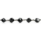 8x7mm Black Onyx Star Cut Faceted Round Black Gold Chain by the Foot 21 pieces - The Bead Traders