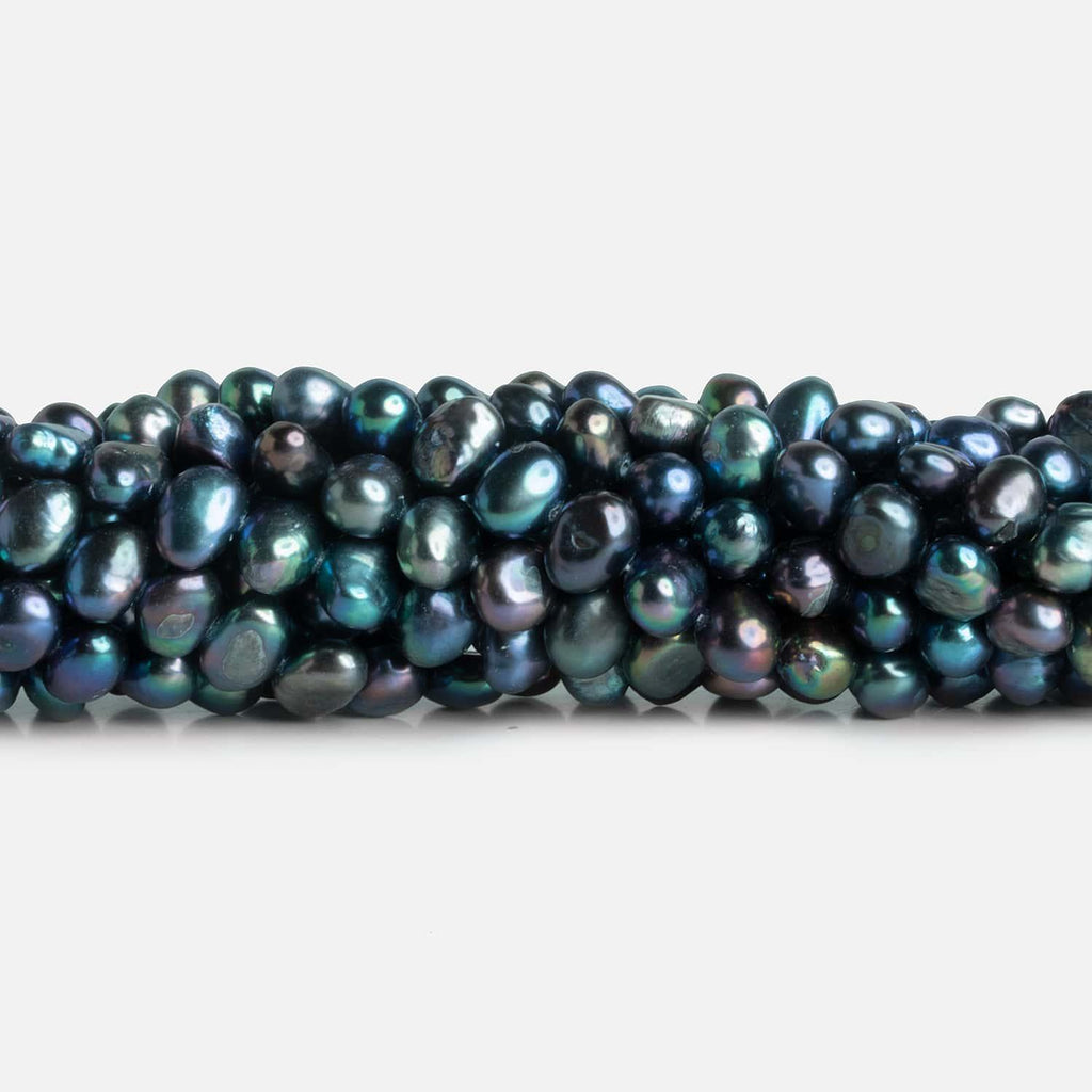 8x7mm Blue Peacock Baroque Pearls 15 inch 57 pieces - The Bead Traders