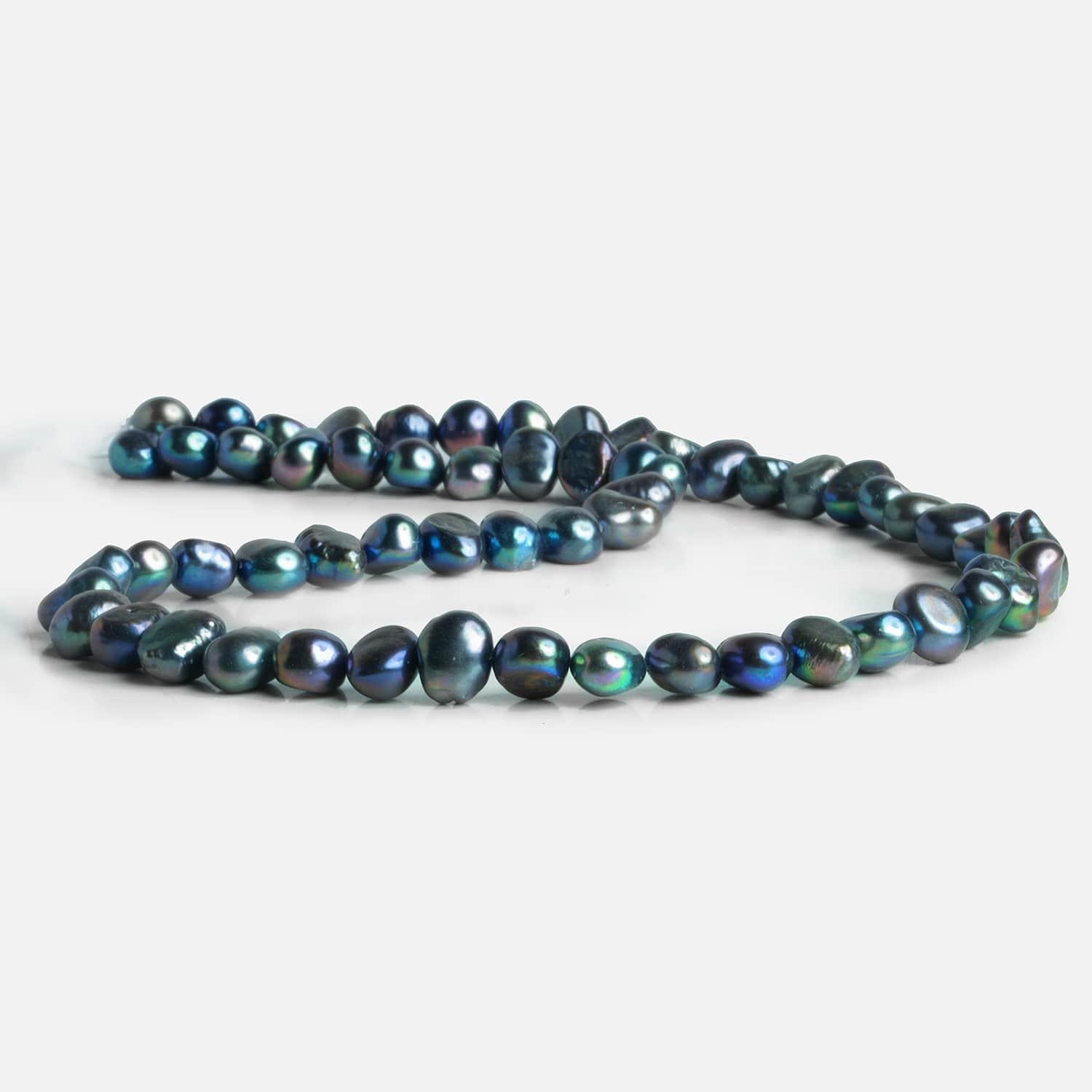 8x7mm Blue Peacock Baroque Pearls 15 inch 57 pieces - The Bead Traders