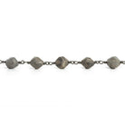 8x7mm Coffee Bean Jasper Star Cut Faceted Round Black Gold Chain by the Foot 21 Pieces - The Bead Traders