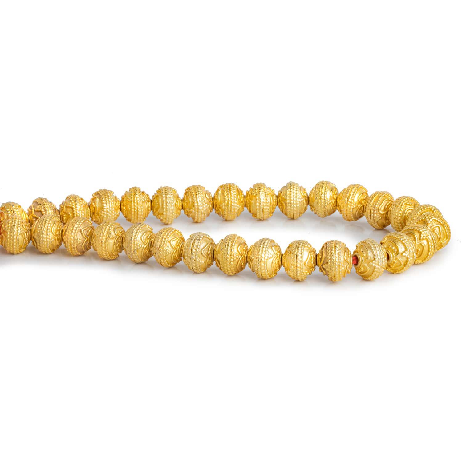 8x7mm Gold Plated Copper Roval Design Rounds 8 inch 30 beads - The Bead Traders