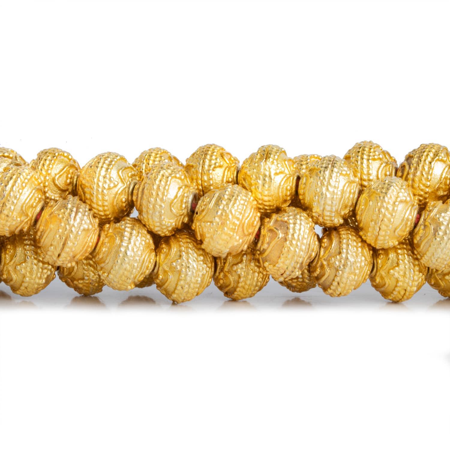 8x7mm Gold Plated Copper Roval Design Rounds 8 inch 30 beads - The Bead Traders