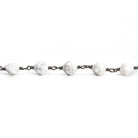 8x7mm Howlite Star Cut Faceted Round Black Gold Chain by the Foot 20 pieces - The Bead Traders