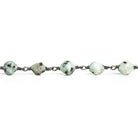 8x7mm Lotus Dalmatian Jasper Star Cut Faceted Round Black Gold Chain by the Foot 20 Pieces - The Bead Traders