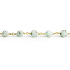 8x7mm Lotus Dalmatian Jasper Star Cut Faceted Round Gold Chain by the Foot 20 pieces - The Bead Traders