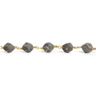 8x7mm Matte Coffee Bean Jasper Star Cut Faceted Round Gold Chain by the Foot 21 pieces - The Bead Traders