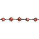 8x7mm Red Jasper Star Cut Faceted Round Black Gold Chain by the Foot 20 pieces - The Bead Traders
