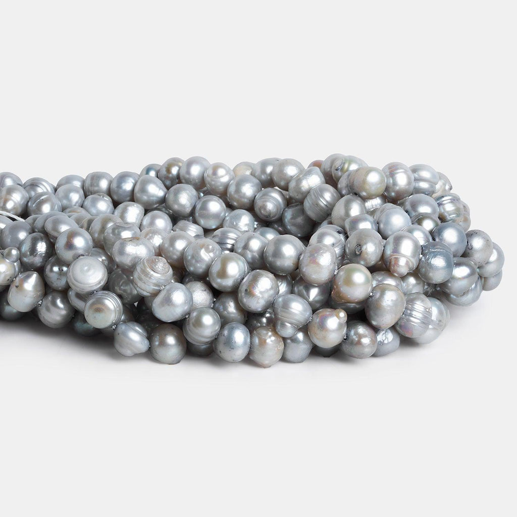 8x7mm Silver Baroque Pearls 14 inch 53 beads - The Bead Traders