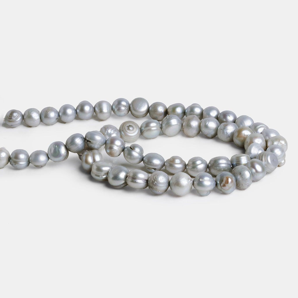 8x7mm Silver Baroque Pearls 14 inch 53 beads - The Bead Traders