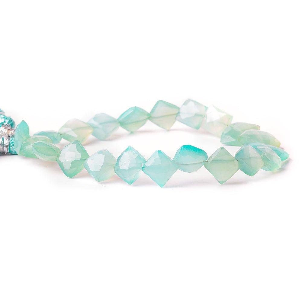 8x8-10x10mm Aqua Blue Chalcedony faceted squares 8 inch 17 pieces - The Bead Traders