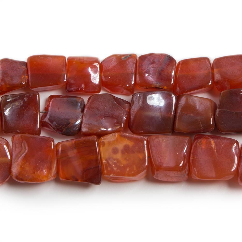 8x8-10x10mm Mystic Carnelian Tumbled Square Beads 7.5 inch 21 pieces - The Bead Traders