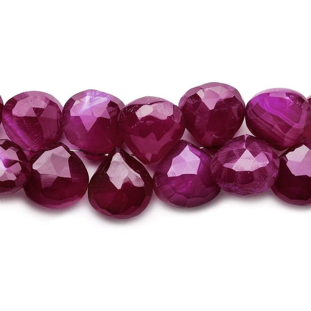 8x8-10x10mm Orchid Purple Chalcedony Heart Briolette 8 inch 43 Beads - The Bead Traders