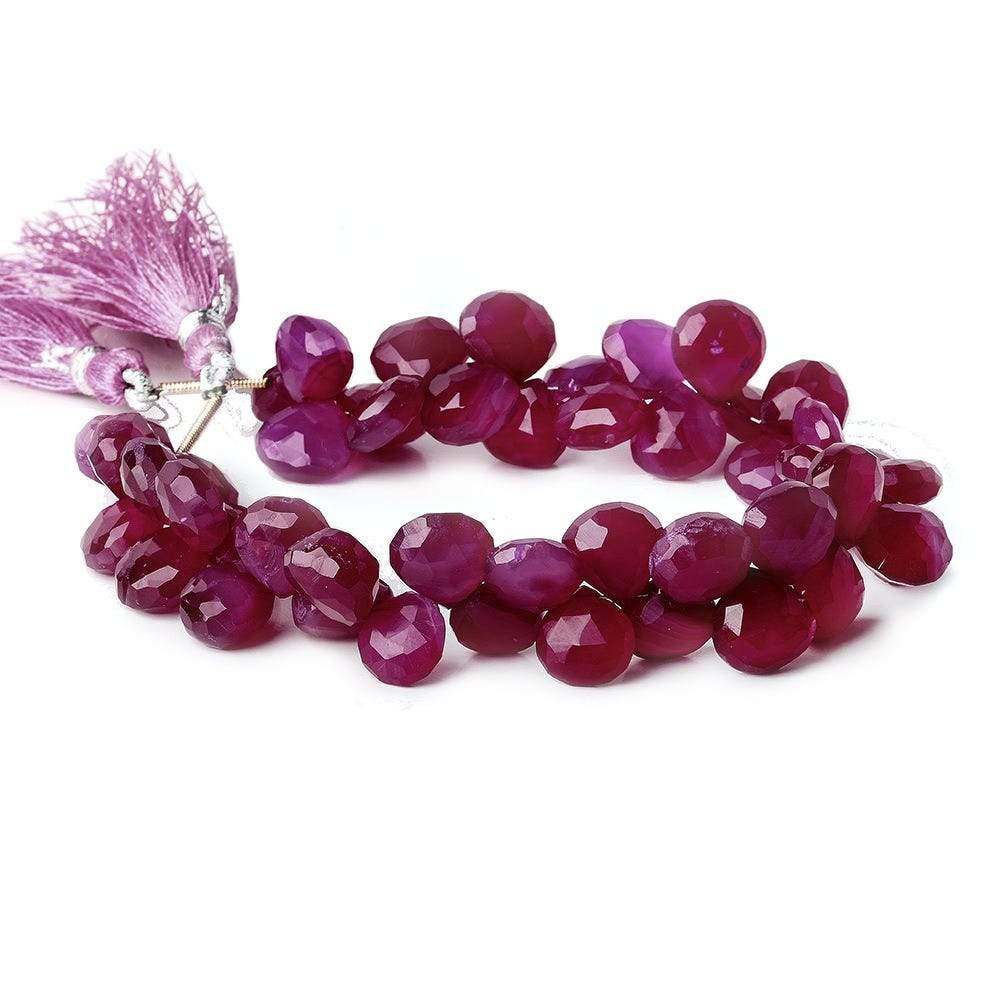 8x8-10x10mm Orchid Purple Chalcedony Heart Briolette 8 inch 43 Beads - The Bead Traders