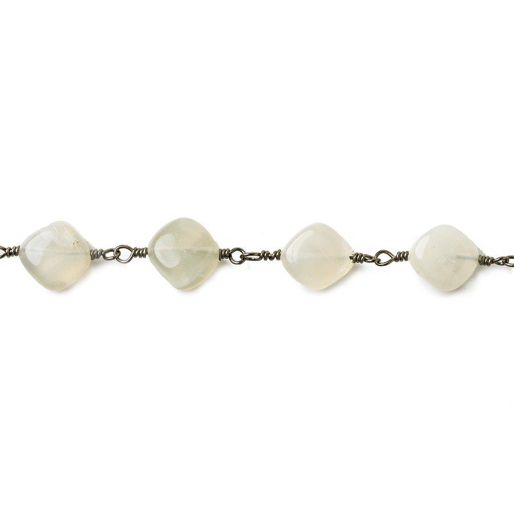 8x8-10x8mm Beige Moonstone plain nugget Black Gold plated Chain by the foot - The Bead Traders