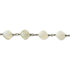 8x8-10x8mm Beige Moonstone plain nugget Black Gold plated Chain by the foot - The Bead Traders