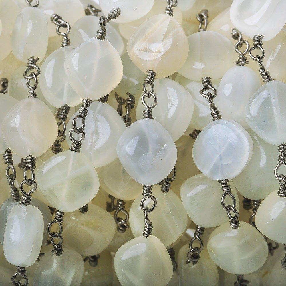 8x8-10x8mm Beige Moonstone plain nugget Black Gold plated Chain by the foot - The Bead Traders