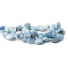 8x8-11x11mm Owyhee Denim Blue Opal plain heart beads 8 inch 50 pieces - The Bead Traders