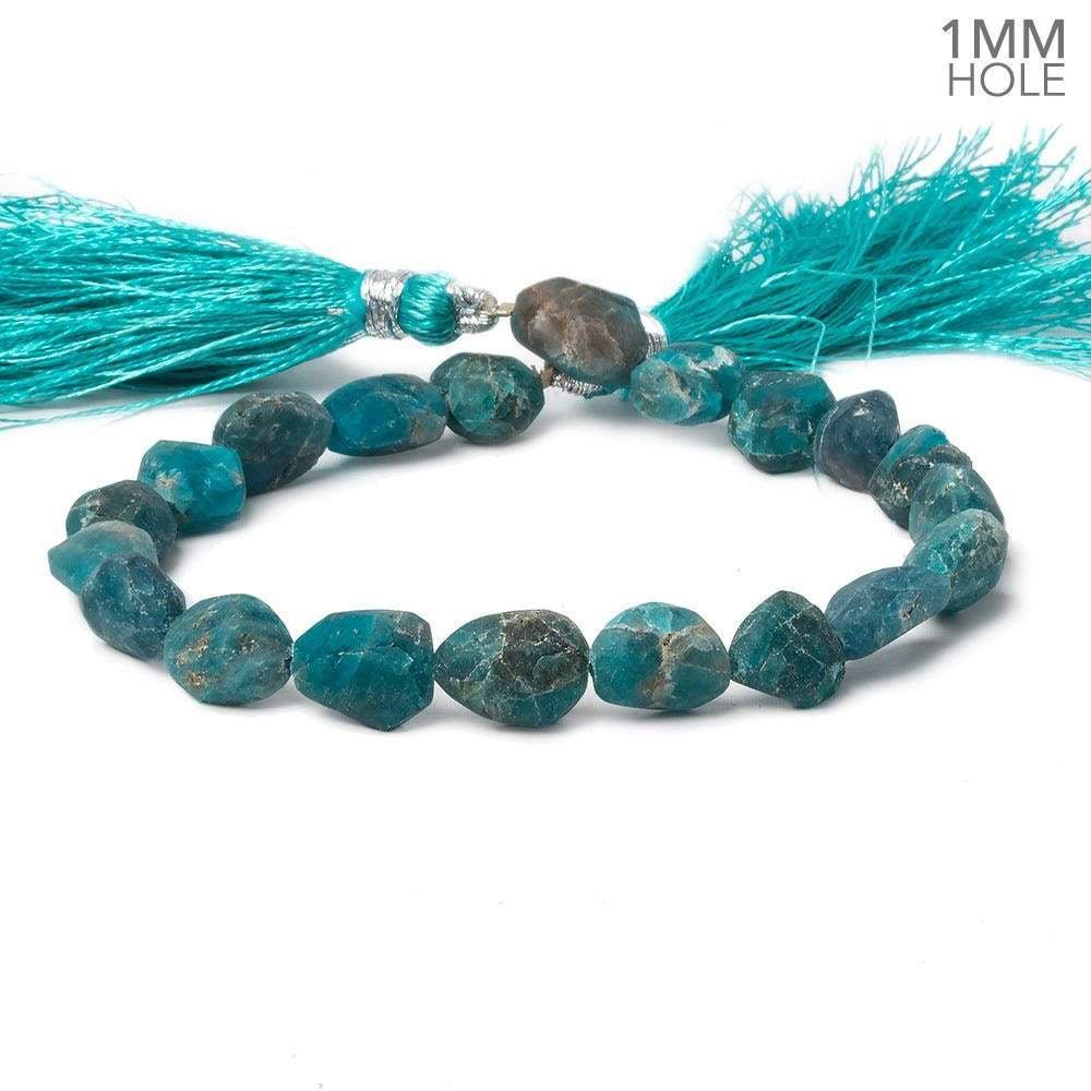 8x8-11x7mm Matte Neon Apatite plain nugget beads 7.5 inch 20 pieces 1mm Large Hole - The Bead Traders