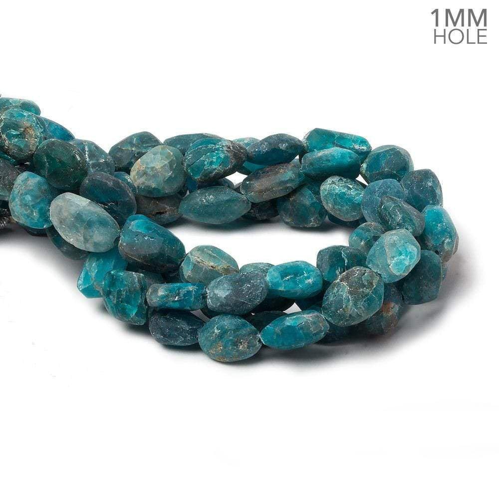 8x8-11x7mm Matte Neon Apatite plain nugget beads 7.5 inch 20 pieces 1mm Large Hole - The Bead Traders