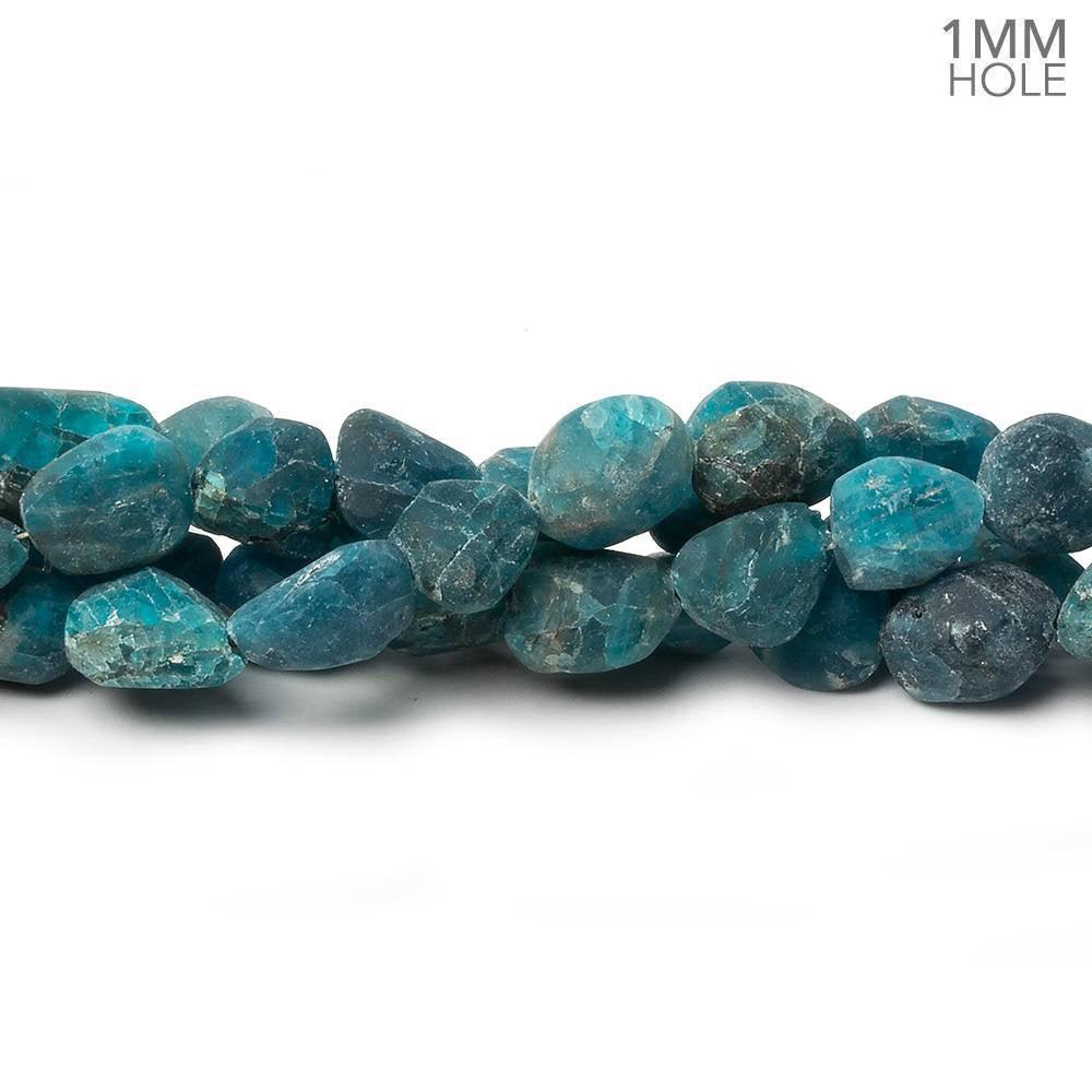 8x8-11x7mm Matte Neon Apatite plain nugget beads 7.5 inch 20 pieces 1mm Large Hole - The Bead Traders