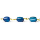 8x8-11x7mm Royal Blue Agate plain nugget Gold plated Chain by the foot 19 pieces - The Bead Traders
