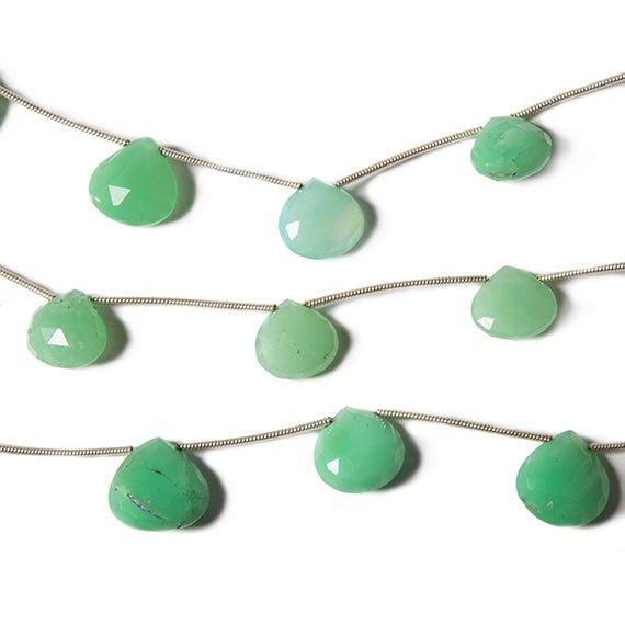 8x8- 12x12mm Chrysoprase Faceted Heart 6 inches 6 Beads - The Bead Traders