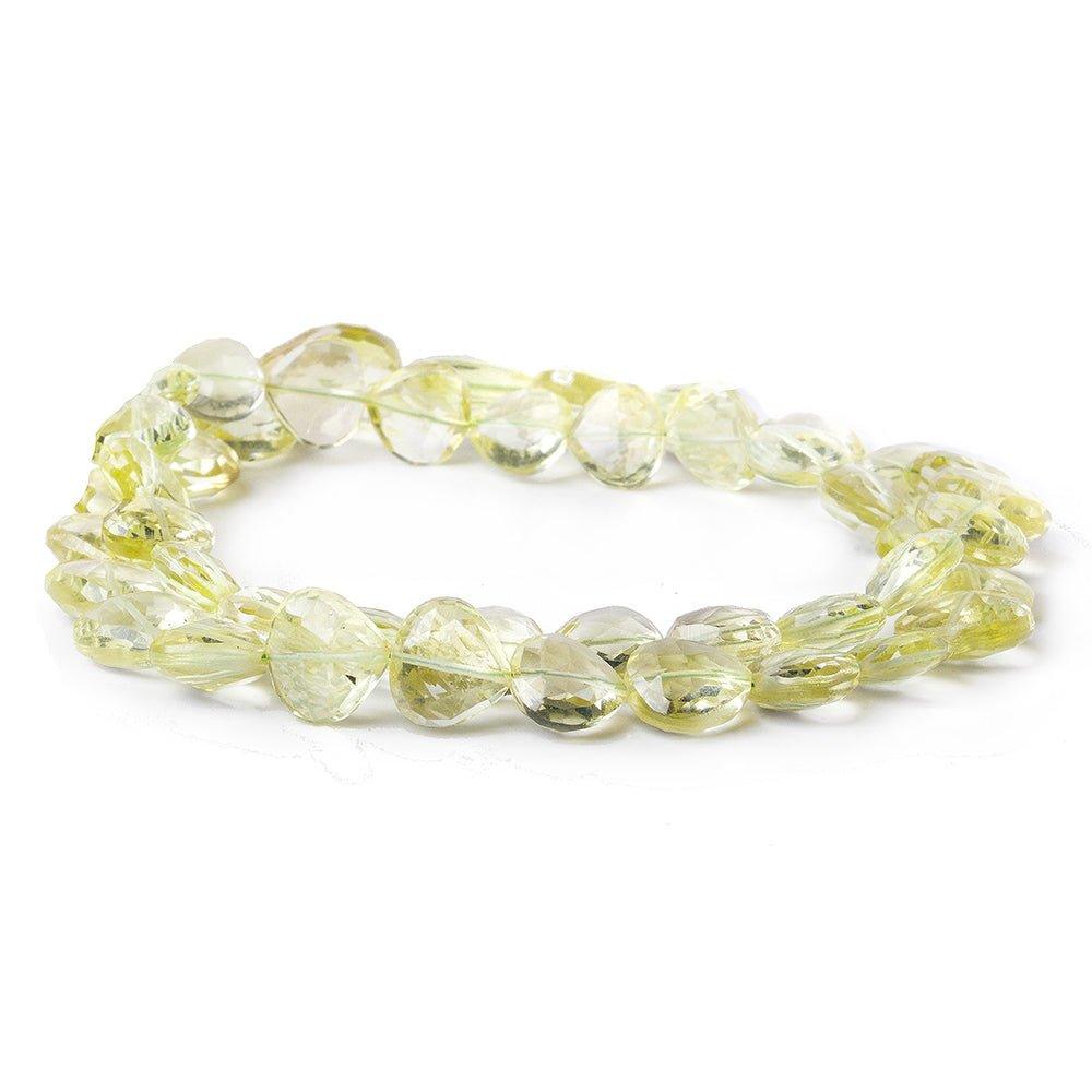 8x8-12x12mm Lemon Quartz straight drill faceted hearts 16 inch 45 pieces - The Bead Traders