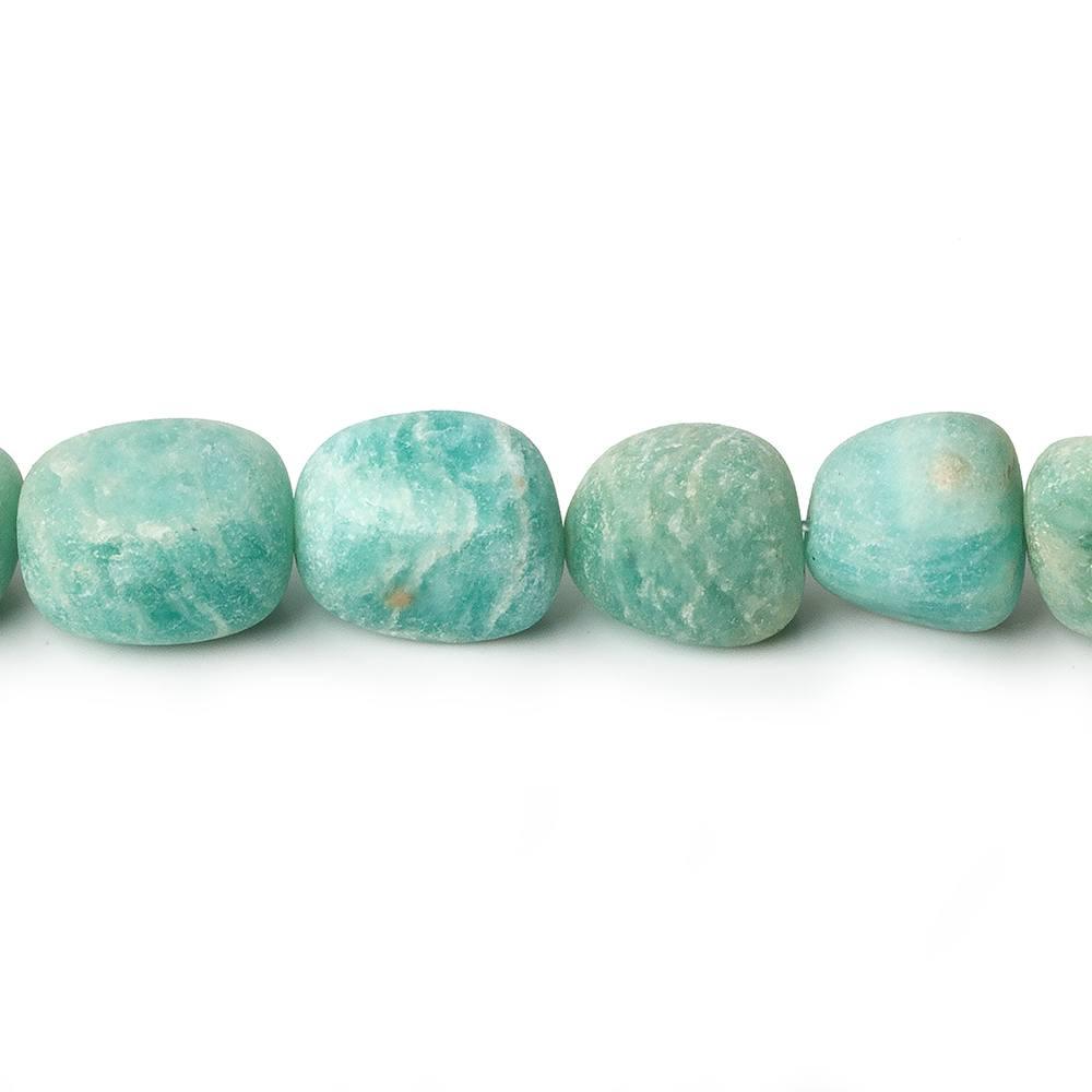 8x8-12x8mm Matte Amazonite tumbled plain nuggets 13 inch 27 beads A - The Bead Traders