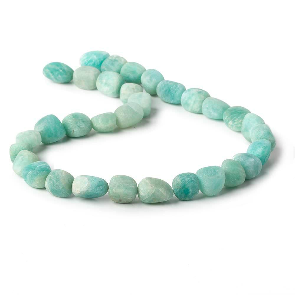8x8-12x8mm Matte Amazonite tumbled plain nuggets 13 inch 27 beads A - The Bead Traders