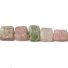 8x8-14x13mm Frosted Afghani Pink & Green Tourmaline plain natural crystal 16 inch 39 beads - The Bead Traders