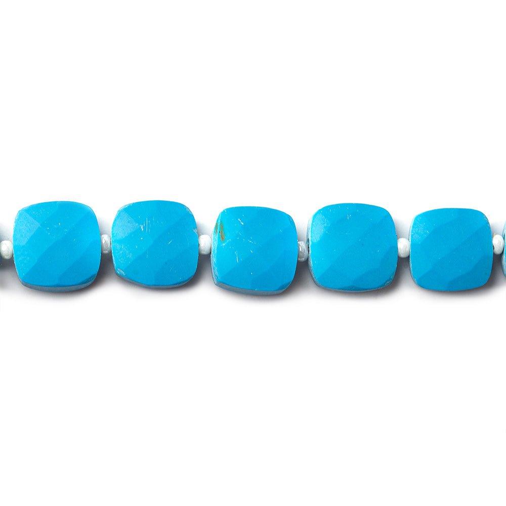 8x8-9x9mm Dyed Turquoise Howlite faceted pillow beads 14 inch 34 pieces - The Bead Traders