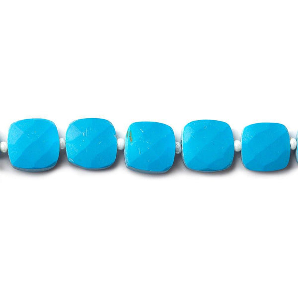 8x8-9x9mm Dyed Turquoise Howlite faceted pillow beads 14 inch 34 pieces