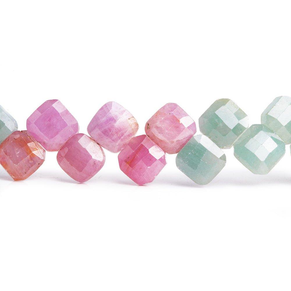 8x8-9x9mm Fancy Sapphire Faceted Pillow Beads 8 inch 42 pieces - The Bead Traders
