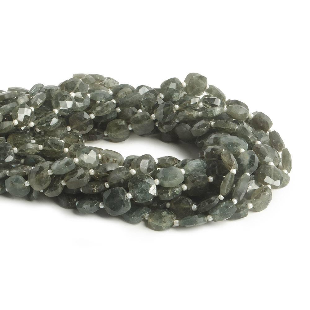 8x8-9x9mm Moss Aquamarine faceted pillows 14 inch 33 beads - The Bead Traders