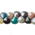 8x8-9x9mm Mystic Multi-Gemstone faceted hearts 43 pieces 8 inch - The Bead Traders