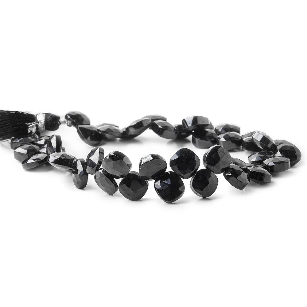 8x8mm Black Spinel Faceted Pillow Beads 8 inch 45 pieces - The Bead Traders