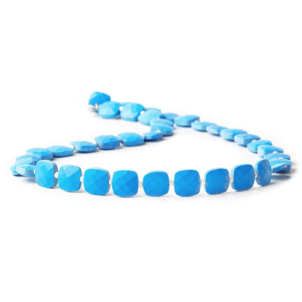 8x8mm Dyed Turquoise Howlite faceted pillow beads 13.5 inch 37 pieces - The Bead Traders